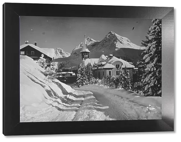 Where beauty is snow deep. This beautiful snow study is of Arosa. Switzerland