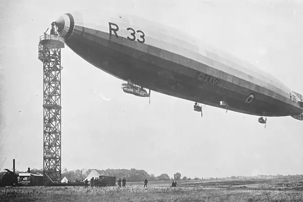 The Airship R 33 at Her Mooring Mast 1921