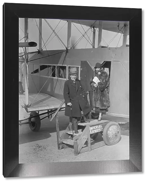 Mr Robert Courrneidge and his wife before leaving Croydon aerodrome on a flight to