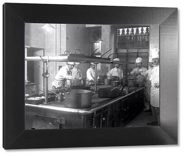 The Forum Club, 6 Grosvenor Place, Hyde Park, London. The kitchens. 5 October 1920