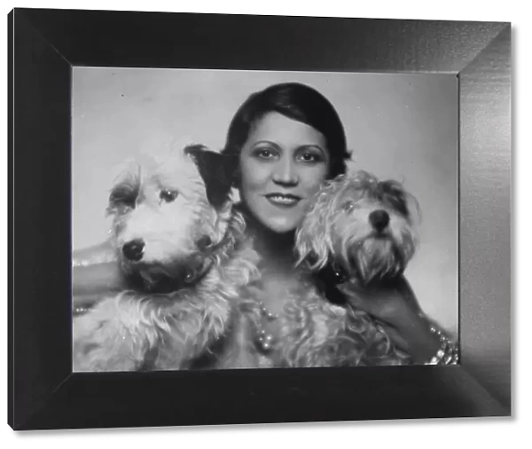 Famous actress with her canine pets. Mlle Jane Marna. 30 January 1929