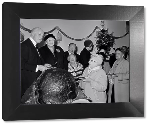 Giant Christmas Pudding Presented by Lord Mayor of London Aldeman Clement James Harman