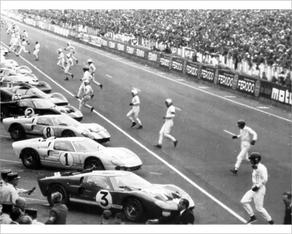 This picture shows the start of the Le Mans 24 hour endurance race, 1966. two 7-litre