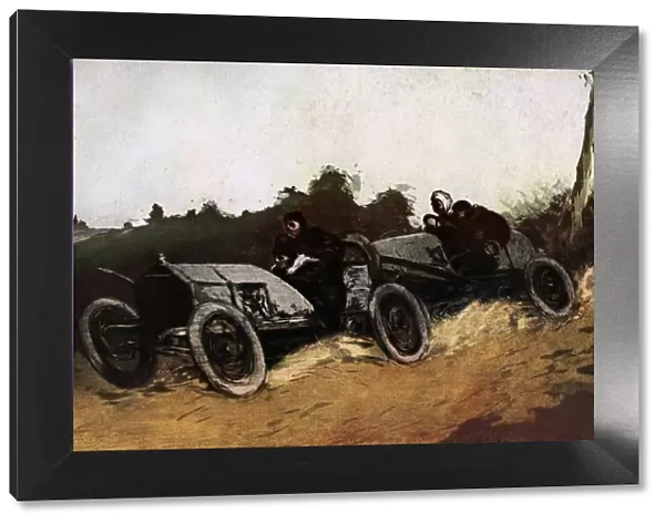 Manuel Roble painting of The Paris-Madrid race of 1903