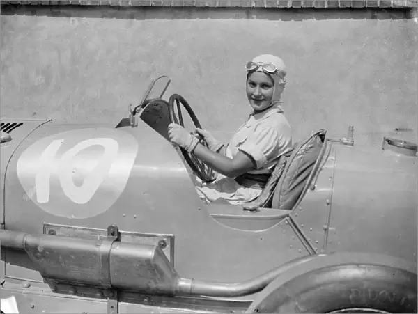 Women racing drivers practice for new speed duel at Brooklands. Mrs Kay Petre