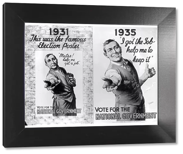 UK 1935 election poster from the National Government - a coalition of Conservatives