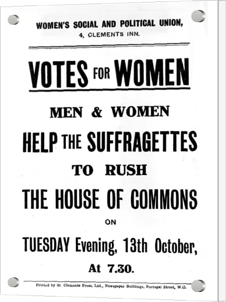 Womens Social and Political Union Votes for Women Help the Suffragettes to rush