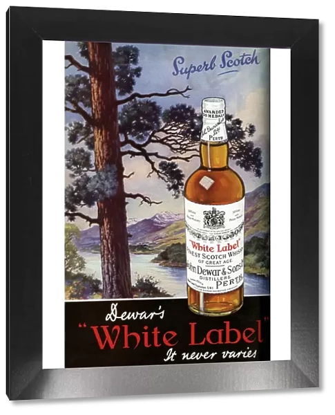 WHISKY ADVERTISEMENT - 1939 Advertising poster for Dewarss White Label brand