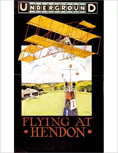 Flying Hendon 1913 a London Underground poster by Tony Sarg