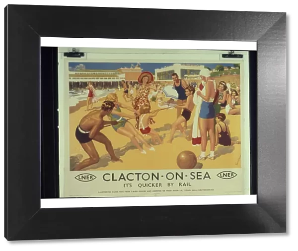 Clacton-on-Sea poster - Its quicker by rail - BTW trans rail