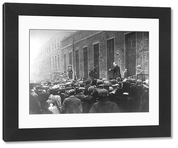Dundee, Scotland. Mr Winston Churchill, Liberal candidate addressing workers at a large factory
