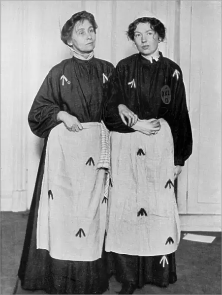 Mrs Emmeline Pankhurst and Miss Christabel Pankhurst in their prison clothes