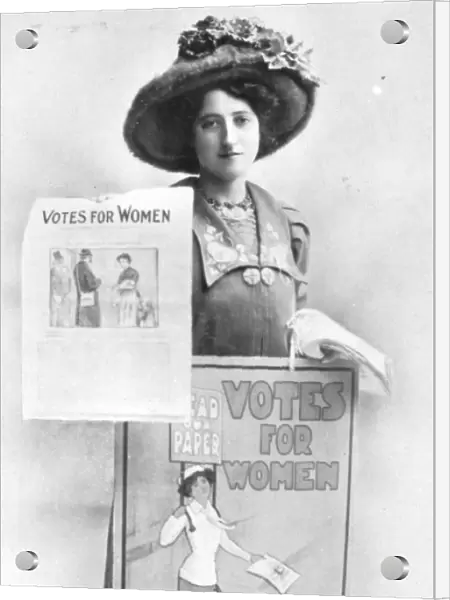 A Suffragette selling Votes for Women posters