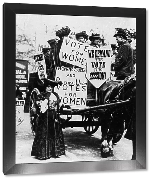Early suffragette rally at around the turn of the 20th Century. by the Womens Social