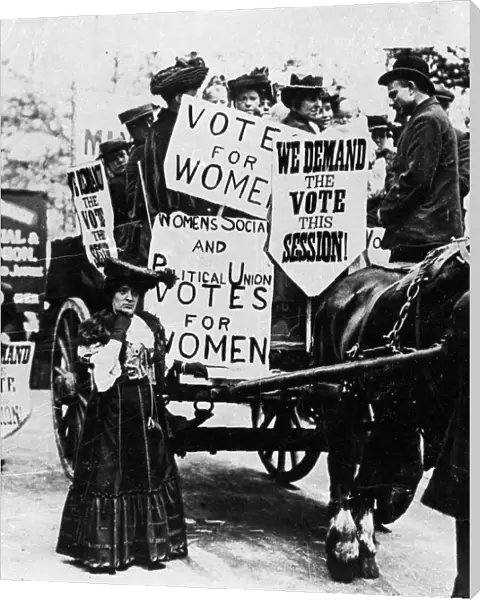 Early suffragette rally at around the turn of the 20th Century. by the Womens Social