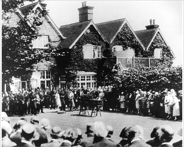The funeral of sir Arthur Conan Doyle at his house in Crowborough, Sussex. He was