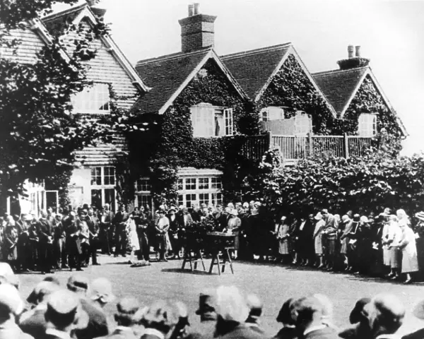 The funeral of sir Arthur Conan Doyle at his house in Crowborough, Sussex. He was