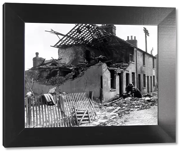 Home front 1940. Destroyed house in the Dartford area after a German air raid