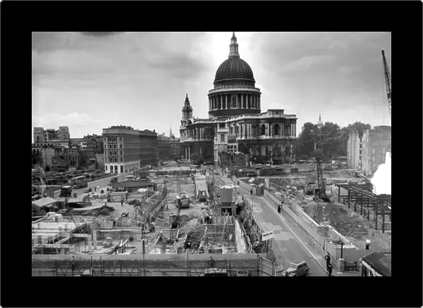 St Pauls Cathedral dominates the view of the area north of Cannon Street (left) Rebuilding