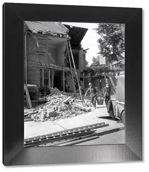 Home front 1940. Destroyed home in the Crayford area, after a German air raid