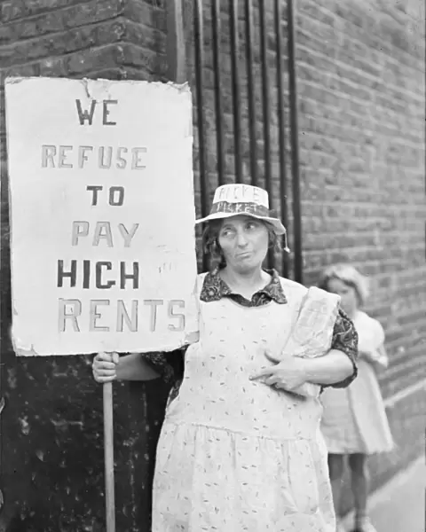 Wives as pickets in East End no rent strike. What is stated to be the largest