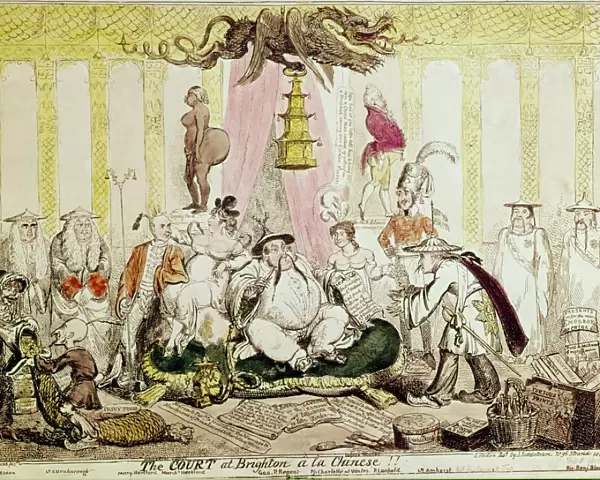 The Court at Brighton a La Chinese - 1816 by George Cruikshank (1792-1878) British