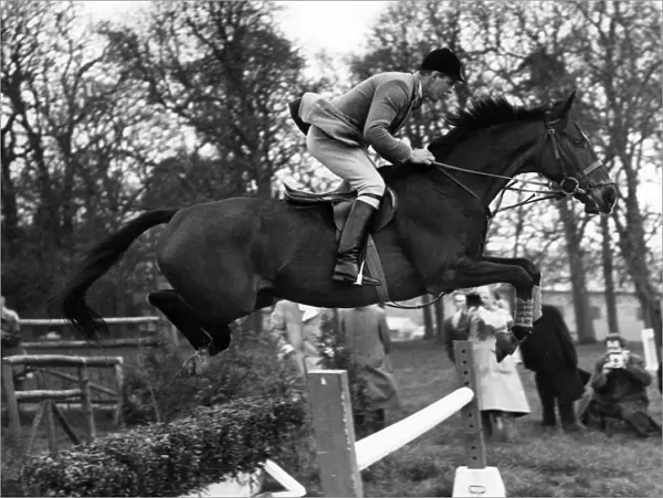David Barker riding Franco during olympic training at Arundel Castle Sussex 1960