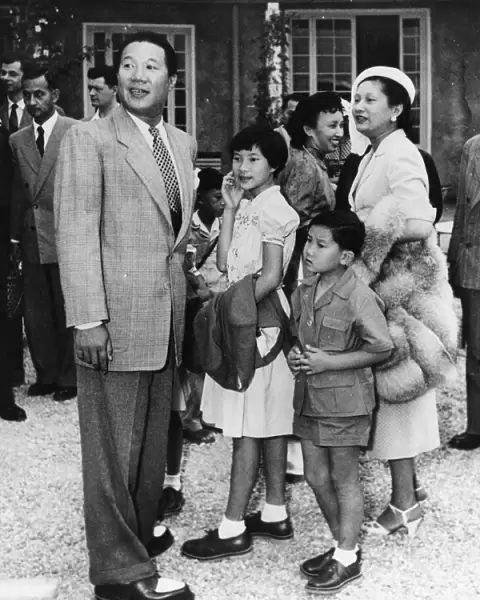 His Majesty Bao Dai, the Emperor of Vietnam, meets his wife and two of his children