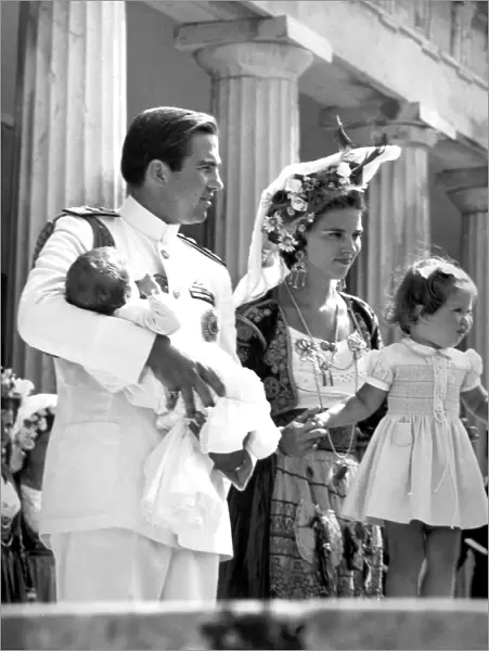 Greek royal family outside the Palace on Corfu. August 1967