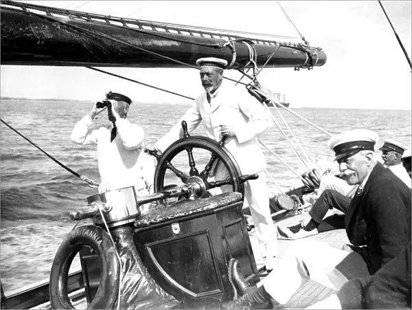 King George V as captain of his yacht Britannia which he frequently sailed at Cowes