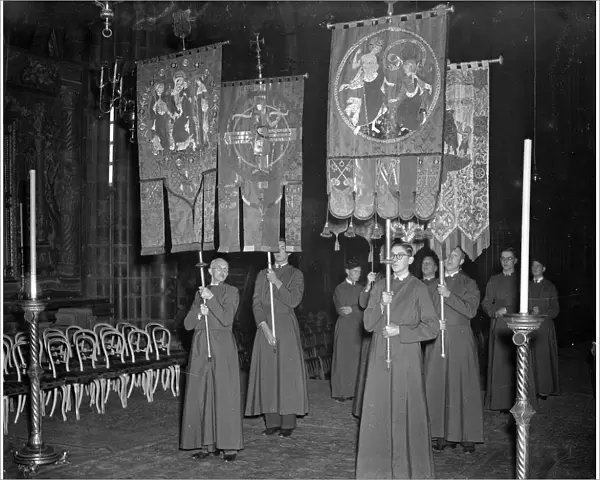 Royal Wedding. The procession of the Brotherhood of St Edward the Confessor showing