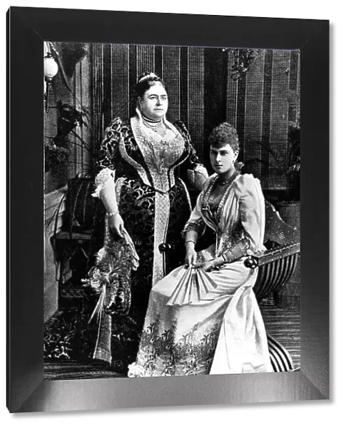 Queen Mary (as Princess May) with her mother the Duchess of Teck undated 1890s