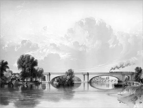 The Maidenhead Bridge with steam train crossing