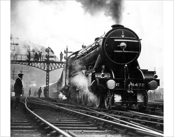 The Flying Scotsman leaving Kings Cross on the first non stop run to Edinburgh May