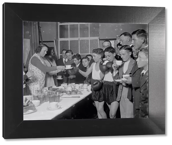 Tea break at the Eltham Boys Boxing Club. 1936