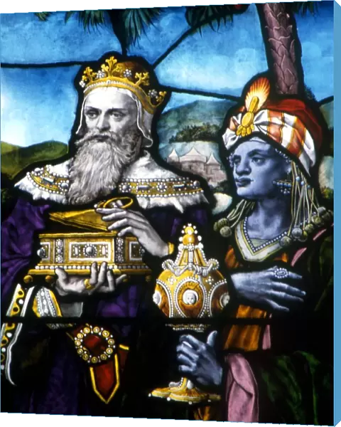 CHRISTIAN Three Magi with gifts. Stained glass (19th century) from Lincoln Cathedral