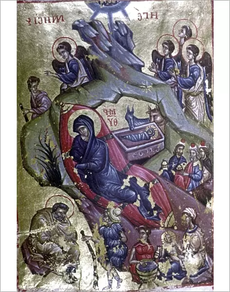 The Nativity. Blessed Virgin and some saints. Thessalonika, 1st half 14th Cent