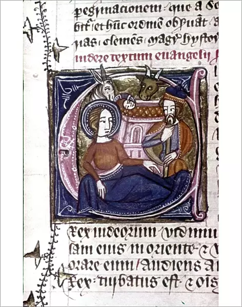 Nativity, Mary and Joseph with child, ox and ass