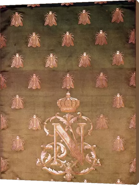 Green and Gold Damask with Crest of Napoleon III and Bees. Charles Louis Napoleon Bonaparte
