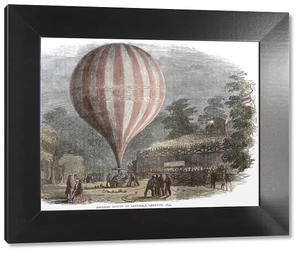Balloon ascent at Vauxhall Gardens 1849 History of London - Vauxhall  /  Lambeth