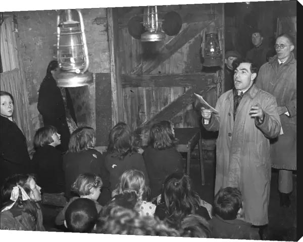Gypsy childrens Sunday school in the cow shed in St Mary Cray. Gypsy Williams talking