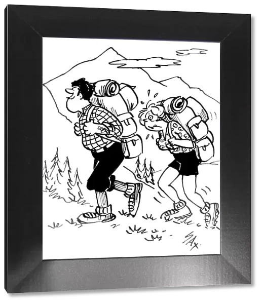 Cartoon by Sax Couple hiking Usually paying little or no attention to political correctness