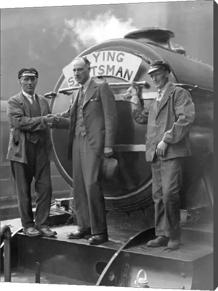At Kings Cross. Captain G. De Havilland, winner of the Kings Cup Air Race this year