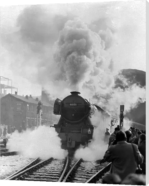 The Flying Scotsman steaming out of Kings Cross for the last journey today 14