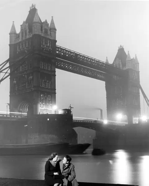 Courting couple 40s  /  50s with Tower Bridge in background love couple romance romantic