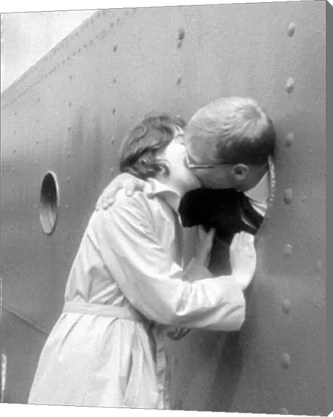 A kiss aboard! On the John Biscoe was meteorologist Harry Leckie of Wigan who peered