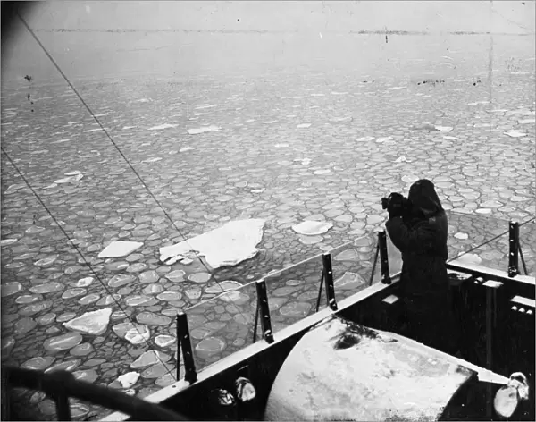 Ice floes in North Sea. Ice floes are still menacing fishing fleets and colliers in the North Sea