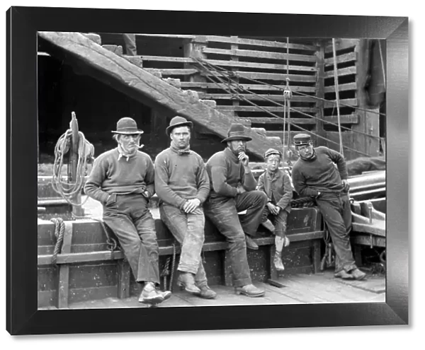 A group of fishermen from Saltburn by the Sea, a small seaside town on the English