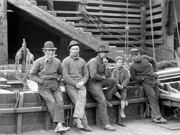 A group of fishermen from Saltburn by the Sea, a small seaside town on the English