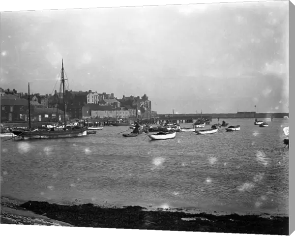 A view of Bridlington Harbour and town, Yorkshire. 11 January 1930 Fish where the fish are
